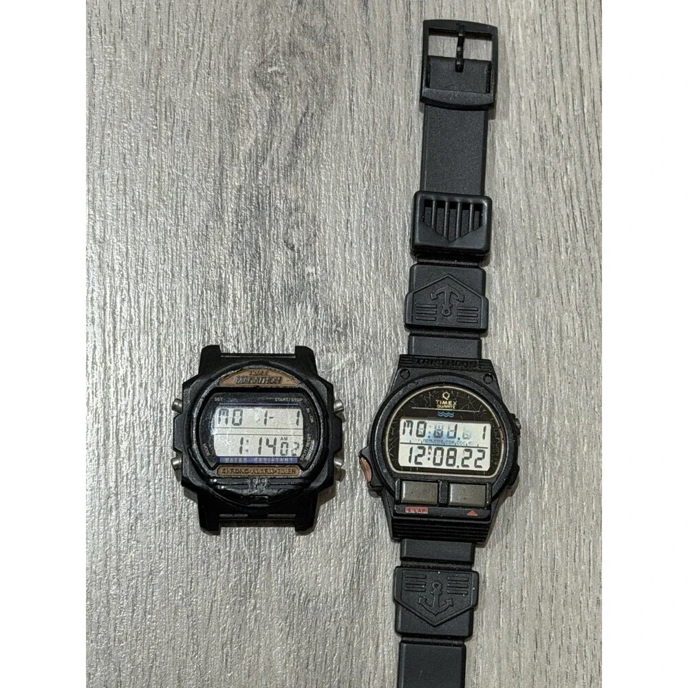 Vintage Timex Digital Watch Lot Marathon & Timex Quartz For Parts Repair
